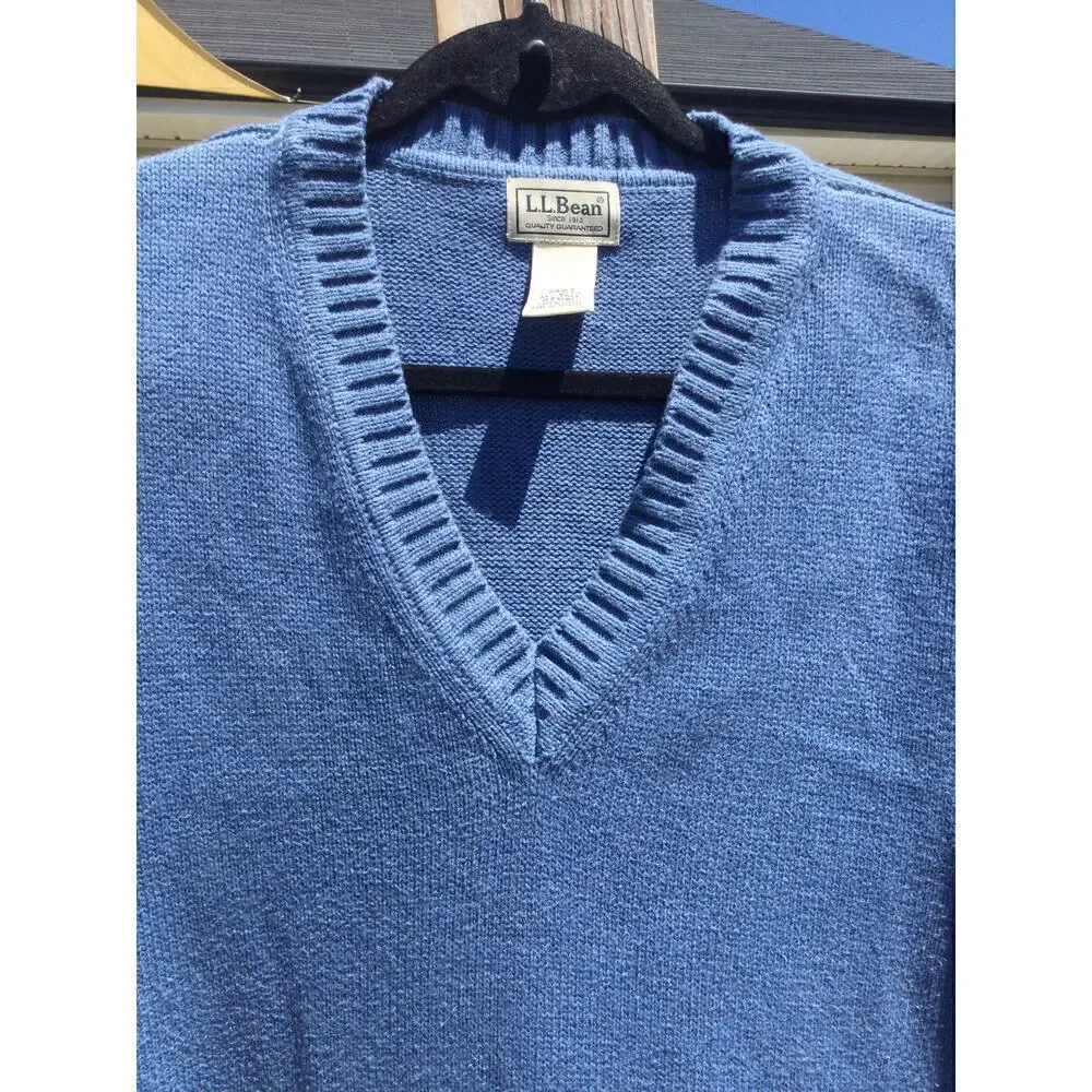 Vintage‎ L.L.Bean Mens V-neck Sweater Vest Size XXL Tall Blue Emo Cotton Preppy